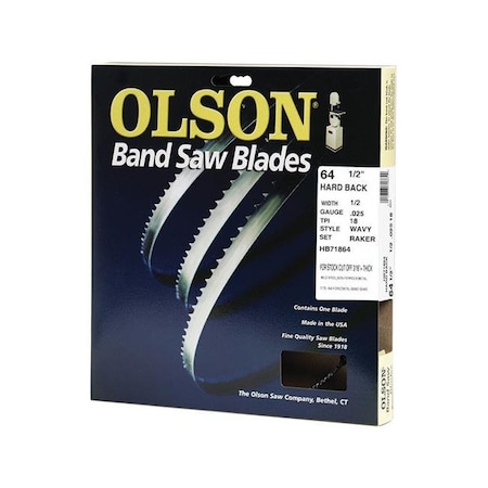 Olson Saw 2033686 64.5 X 0.5 X 0.03 In. Thick 18 TPI Wavy Teeth Metal Band Saw Blade